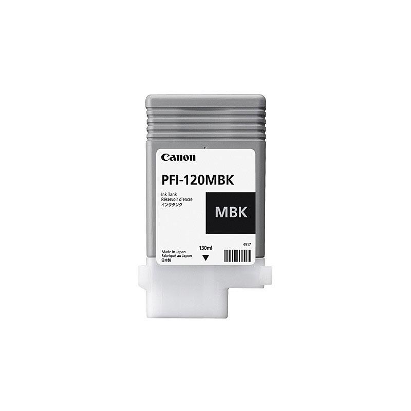 Canon PFI120 Matte Black Ink cartridge, designed for high-quality printing with a matte finish, compatible with Canon TM200 and TM300 printers.